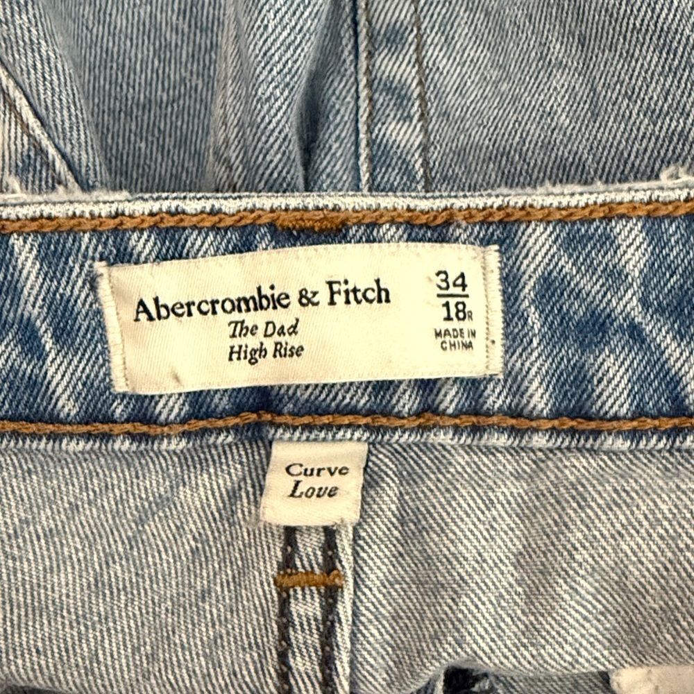 ABERCROMBIE & FITCH The Dad High Rise Jeans Womens Size 34/18R Distressed - Picture 7 of 8
